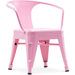 ICONIK INTERIOR Chaise enfant avec accoudoirs - Chaise enfant design industriel - Acier - Stylix Rose