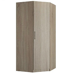 Inside 75 Armoire d'angle 1 porte 100 x 100 cm 1 étagère, 1 tringle penderie coloris chêne naturel