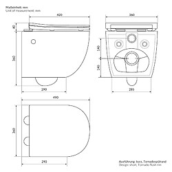 LuxeBath Toilette suspendu blanc sans rebord nano-revêtement+fonction bidet salle de bain pas cher