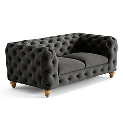 Lisa Design Walter - canapé 2 places chesterfield en velours - pieds bois