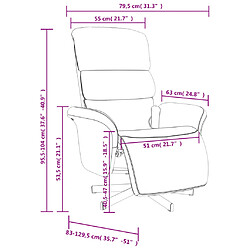 vidaXL Fauteuil inclinable de massage et repose-pieds gris clair tissu pas cher