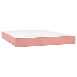 Maison Chic Lit Adulte - Lit simple Lit à sommier tapissier avec matelas moelleux - Meuble de Chambre - Rose 140x190 cm Velours -MN92672 pas cher