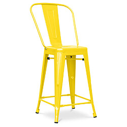 ICONIK INTERIOR Tabouret de bar avec dossier - Design industriel - 60cm - Nouvelle édition - Stylix Jaune