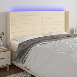 Maison Chic Tête de lit scandinave à LED,meuble de chambre Crème 163x16x118/128 cm Tissu -MN12596