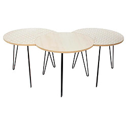 The Home Deco Factory Table gigogne pieds fils (Lot de 3) Beige et blanc.