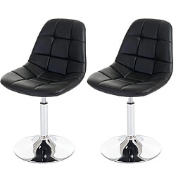 Decoshop26 2x chaises de salle à manger en synthétique noir pied chromé pivotant CDS04423 