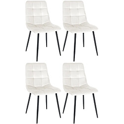 Decoshop26 Lot de 4 chaises de salle à manger style moderne et confortable en tissu velours crème et métal noir 10_0001783 