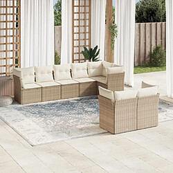 vidaXL Salon de jardin avec coussins 8 pcs beige résine tressée 