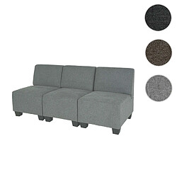 Mendler Modular Canapé 3 places Lyon, tissu/textile ~ gris, sans accoudoirs 