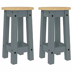 vidaXL Tabourets de bar lot de 2 gris bois massif de pin