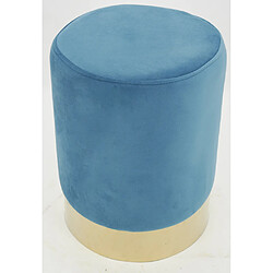 Avis Aubry Gaspard Pouf en velours et métal doré (Lot de 2) bleu.