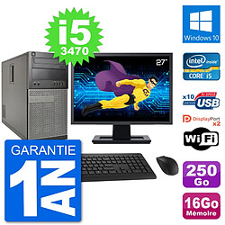 PC Tour Dell 7010 Ecran 27" Intel i5-3470 RAM 16Go Disque 250Go Windows 10 Wifi - Occasion