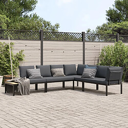 vidaXL Salon de jardin 4 pcs avec coussins noir aluminium 