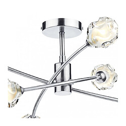 Luminaire Center Plafonnier Seattle chrome satiné et verre moulé 6 ampoules