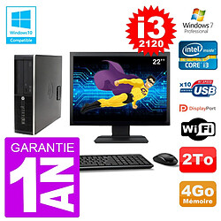 PC HP 6200 SFF Ecran 22" Intel i3-2120 RAM 4Go Disque 2To Graveur DVD Wifi W7 - Occasion