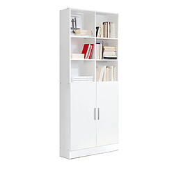 Pegane Etagère / bibliothèque coloris Blanc - longueur 82 x profondeur 35 x hauteur 186 cm