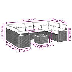 Avis vidaXL Salon de jardin avec coussins 10 pcs gris résine tressée