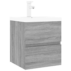 vidaXL Meuble lavabo avec bassin intégré Sonoma gris Bois d'ingénierie