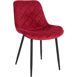 Avis Decoshop26 Lot de 4 chaises de salle à manger en tissu velours confortable rouge pieds métal noir couture losange CDS10427