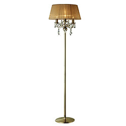 Inspired Lampadaire avec abat-jour en bronze tendre à 3 ampoules en laiton antique, cristal