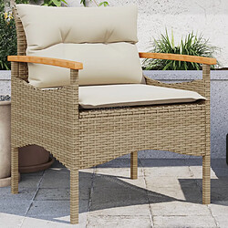 Avis vidaXL Salon de jardin avec coussins 3 pcs beige résine tressée