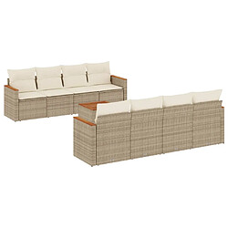 vidaXL Salon de jardin avec coussins 9 pcs beige résine tressée