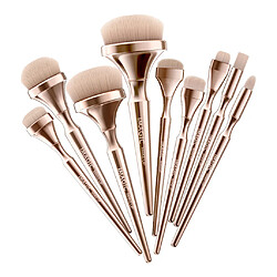 9x Pinceaux de Maquillage Ensemble Surligneur Fond de Teint Mélange Pointillé Pinceau Doré