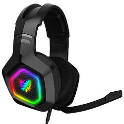 General Casque de jeu avec microphone, casque supra-auriculaire avec lumière LED RVB, compatible avec PS4 PS5 Xbox PC portable, bandeau à réglage automatique, micro antibruit, surround stéréo 7.1(noir) 