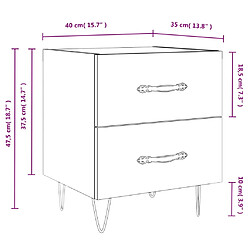 vidaXL Tables de chevet 2 pcs noir 40x35x47,5 cm bois d’ingénierie pas cher