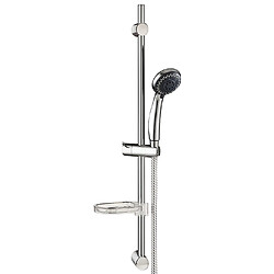 Wirquin Colonne Barre de douche chromee entraxe reglable 70 cm douchette 5 jets mobile