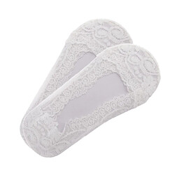 2 paires de chaussure mode femme en dentelle antidérapante invisible no show low cut white