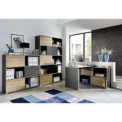 Acheter Bureau design en bois avec portes coulissantes L120 cm SLIDE - Anthracite/Chêne