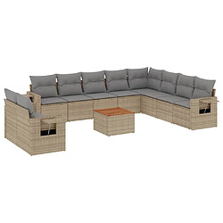 vidaXL Salon de jardin 11 pcs avec coussins beige résine tressée