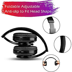 Acheter Chrono Casque Bluetooth sans Fil,Écouteurs Supra-Auriculaires Bluetooth Hi-FI Casque Pliable Cvc6.0 avec Micro IntéGré TF FM Mode Rvb Filaire pour Iphone Mobile Ipad Android Pc-Noir