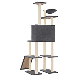 Arbre à chat avec griffoirs,niche pour chat en sisal Gris foncé 166 cm -MN38301 pas cher