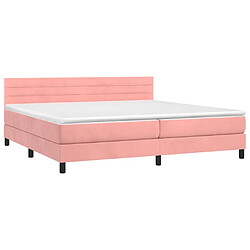 Avis Sommier à lattes et LED,Cadre à lattes de lit avec matelas pour Adulte Rose 200x200 cm -MN66017