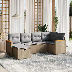 vidaXL Salon de jardin avec coussins 6pcs mélange beige résine tressée 