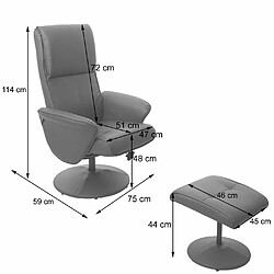 Acheter Mendler Fauteuil relax Helsinki, fauteuil de télévision avec tabouret ~ similicuir, crème