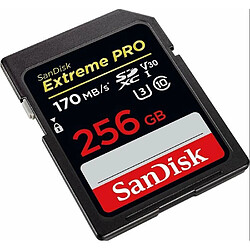 Carte mémoire SDXC SanDisk Extreme PRO 256 Go jusqu'à 170 Mo/s, Classe 10, U3, V30, 4K UHD