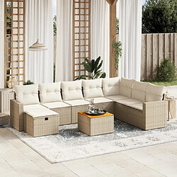 Maison Chic Salon de jardin avec coussins 9 pcs, Ensemble Tables et chaises de jardin, beige résine tressée -GKD519888