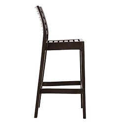 Decoshop26 Tabouret de bar pour intérieur ou extérieur en plastique marron empilable avec repose-pieds10_0000093