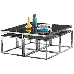 Avis Vivenla Table basse design plateau en verre avec piètement en acier inoxydable argenté collection ALBA L. 100 x P. 100 x H. 45 cm