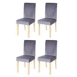 Decoshop26 Lot de 4 chaises de salle à manger / cuisine en tissu velours gris CDS04510 