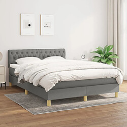 vidaXL Sommier à lattes de lit avec matelas Gris foncé 140x190cm Tissu