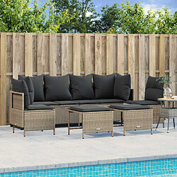 vidaXL Salon de jardin 5 pcs avec coussins gris clair résine tressée 