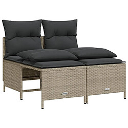 Avis vidaXL Salon de jardin 5 pcs avec coussins gris clair résine tressée