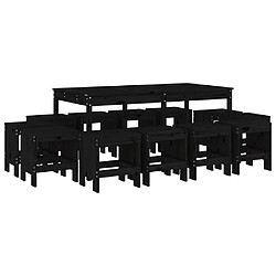 vidaXL Ensemble à manger de jardin 13 pcs noir bois massif de pin