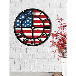 Homemania Horloge murale en métal Wall USA - Diam. 50 cm - Noir