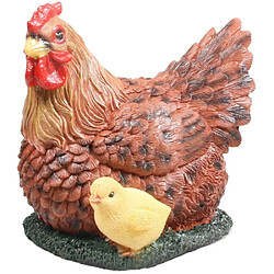 Farmwood Animals Poule couvant avec poussin en résine 17 x 23 x 19 cm brun.