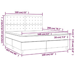 vidaXL Sommier à lattes de lit et matelas Gris foncé 160x200cm Velours pas cher